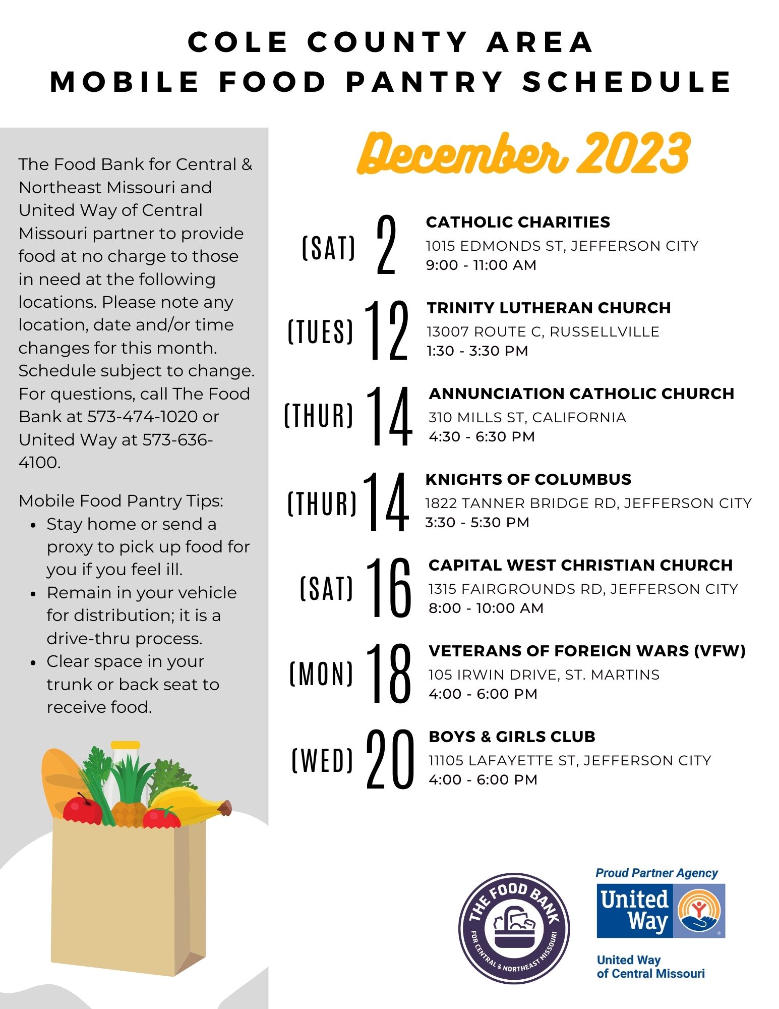 Food Pantries United Way of Central Missouri